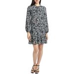 BCBGeneration Women's Long Sleeve Midi Dress with Ruffle Hem, Floral, Medium