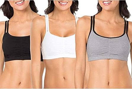 Fruit of the Loom Women's Cotton Pullover Sport Bra (Pack of 3), Grey Black/White/Black, 34