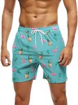 AOLRO Mens Short Print Swim Trunks with Mesh Lining Quick Dry Swim Suits Board Shorts