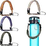 4 Pieces Paracord Handles with Adjustable Knots, Water Bottle Handles, Wide Polythene Rubber Rings and Buckles for Indoor and Outdoor Sport Activities