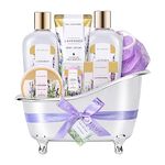 Spa Luxetique Pamper Gifts for Women, 8pcs Lavender Bath Set for Women Gifts, Spa Gifts Set with Bubble Bath, Body Lotion, Relaxing Gifts for Women, Birthday Gifts Mothers Day Gifts, Christmas Gifts