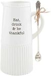 Mud Pie Thankful Set, pitcher 52 oz | spoon 9", White