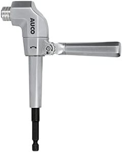 AUCO Durable Right Angle Drill Attachment, Adjustable Drill Adapter, Impact Fit, Max Torque 500 in-lbs (56.5 Nm), All Metal Body & Steel Gear, For Use with Cordless Drill and Impact Driver