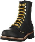 Ad Tec 9in Mens Logger Full Grain Oiled Leather Work Boots, Black - Smooth Lining and Shock Absorbing Non Slip Rubber Lug Sole