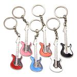 STOBOK 6pcs Guitar Keychain Car Keyring Purse Bag Pendant Decoration Hanging Keychain Accessory Creative Gift (Black, White, Blue, Pink, Orange, Red)