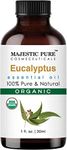 Majestic Pure Organic Eucalyptus Essential Oil - 100% Pure Eucalyptus Oil for Aromatherapy, Massage & Topical Uses, Perfect for Diffuser & Essential Oil Diffuser - 1 Fl Oz