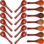 30 Pieces Small Wooden Spoons Mini Nature Wooden Spoons Mini Tasting Spoons Condiments Salt Spoons for Kitchen Cooking Seasoning Oil Coffee Tea Sugar (Dark Brown)