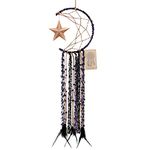 Dremisland Moon Dream Catcher Handmade Half Circle Moon Design Dream Catcher Feather Hanging with Star Home Decoration Ornament Festival Gift (Purple)