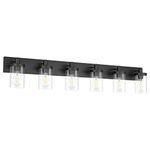 Aipsun 48in Vanity Light Black Bathroom Vanity Lighting Fixtures 6 Light Bathroom Light Fixtures with Clear Glass Shade(Exclude Bulb)