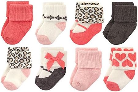 Luvable Friends Unisex Baby Newborn and Baby Terry Socks, Leopard, 6-12 Months