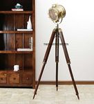 Nautical Regency Searchlight Focus Floor Lamp Three Fold Tripod Finish