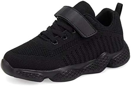 YAVY Black Tennis Shoes for Girls Kids Sneakers Boys Lightweight Running Shoes Breathable Athletic Shoes All Black (Toddler/Little Kid/Big Kid) 10 M US