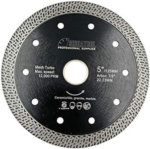 SHDIATOOL Diamond Porcelain Saw Blade Dia 125mm / 5 Inch with Mesh Turbo for Tile Ceramic Granite Marble