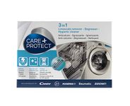 Care + Protect 3 in 1 Washing machine/Dishwasher Cleaner, Limescale Remover, Degreaser, Hygienic Cleaner, Universal, 12 Sachets for 12 Months Supply