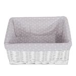 Colorful Painted Nursery Baby Room Wicker Storage Basket New Born Gift Hamper (White, Medium)