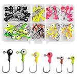 Jig Heads for Fishing - 35/60pcs Painted Fishing Jig Heads with 3D Eye Ball Head Walleye Bass Crappie Jig Hooks for Soft Worm Shrimp Lures Fishing Jig Assorted 3/8 1/4 1/8 1/16 1/32oz