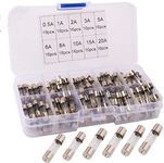 RUNCCI-YUN 160Pcs 5x20mm Glass Tube Fuse, Fast Blow Fuses Set, Quick Blow Glass Fuses Assorted Kit (0.5A 1A 2A 3A 5A 6A 8A 10A 15A 20A)