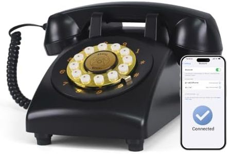 Bluetooth Landline Phone Retro Rotary Phone Supports Voice Assistant Smart Dialogue, Music Playback, Hands-Free Calling, USB Charging (Black C)