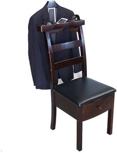 Chair Valet With Drawer Wooden Suit Valet Stand With Contour Hanger Trouser Bar And Top Storage Tray Freestanding Clothes Rack For Men And Women Clothing Organizer For Office Hotel(Dark Brown A)