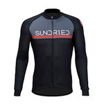 Sundried Mens Long Sleeve Cycling Jersey Road Bike MTB Bicycle Clothing (Black, M)