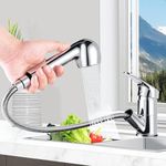 Namuoto Pull Out Kitchen Tap 360° Swivel Spout Kitchen Sink Tap with 2 Water Outlet Modes, Basin Mixer Tap for Kitchen Sink Pull Down Sprayer, Chrome