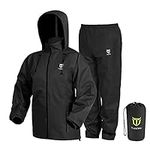 TIDEWE Rain Suit, Waterproof Breathable Lightweight Rainwear (Black Size M)