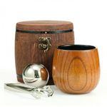 LAHAQIQI Charred Wood Whisky Glass in Barrel Box (300ml) – Old Fashioned Bourbon & Scotch Tumbler with 55mm XL Ice Ball – Shatterproof Gift for Men, Dad, Husband, Birthday, Anniversary