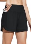 BALEAF Women's 4" Swim Board Shorts High Waisted Quick Dry UPF50+ Swimsuit Bathing Shorts with Liner and Pockets Black M