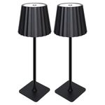 Mr.white 2 Pack Cordless Table Lamp,Touch Rechargeable LED Desk Lamp,Portable Battery Operated Powered Lights,for Restaurant/Bars/Outdoor Party/Camping/Coffee Shop/Shower/Patio Night Light (Black-2)