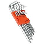 DAKCOS Hex Key Set, 13 Piece Allen Wrench Hex Key Set, Imperial Ball End Allen Key Set 0.05"-3/8", L-Key Set for Bike, Household DIY, Sliver