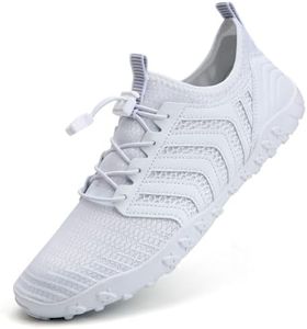 Mabove Water Shoes Womens Mens Quick Dry Barefoot Sports Aqua Shoes for Swimming Pool Beach Boating Snorkeling Diving Lake Yoga(White,V011,5 UK,38 EU)