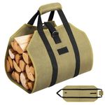 hicoosee Firewood Carrier Bag Canvas Waxed Large Firewood Log Tote Carrying Indoor Bag