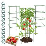 MYMULIKE Tomato Cages, 3 Packs Square Tomato Plant Cage, 41.5 * 15 * 15in Heavy Duty Plant Support for Garden Climbing Vegetables Flowers Fruits with 10Pcs Clips