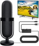 TV Aerial, Indoor TV Aerial with 360° Long Range Reception Amplifier Signal Booster High Gain Freeview TV Antenna with with 16.4Ft Coax Cable/Magnetic Base Support 4k/HDTV/1080P for TV local channels