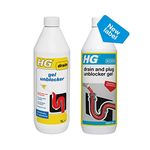 HG Drain & Plug Unblocker Gel, Effective Drain Unblocker, Drain Cleaner & Sink Unblocker, Drain Clog Remover & Toilet Unblocker, Heavy Duty Sink & Plug Hole Treatment - 1 Litre