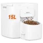 Automatic Dog Feeder for Large Breed, 15L/ 63Cups Vacuum-Sealed Storage & Timed Auto Dog Food Dispenser 2in1, Airtight 100% Freshness, Anti-Blockage, Support up to 22mm Pet Food, Stainless Steel Bowl