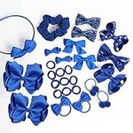 27Pcs Blue Hair Accessories for Girls, School Hair Accessories Set Blue Hair Bows Hair Clips Bobbles & Scrunchies Blue Bow Headband