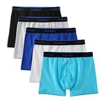 INNERSY Boys Underwear Breathable Cotton Boxer Briefs for 6-18 Teen Boys 5 Pack (Large, Basic Colors)