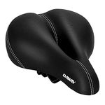 DAWAY C10 Comfortable Wide Bike Seat - Soft Foam Padded Bicycle Saddle for Men, Women, Seniors - Shock Absorbing, Waterproof Leather Cushion, Universal Fit for Peloton, MTB, Cruiser, Exercise Bikes