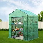 Greenfingers Greenhouse, 1.4 x 1.55 x 2m Garden Shed Plant Stand Gardening Storage Supplies Grow Tent Walk in Green House Flower Cover Frame Home Indoor Outdoor Greenhouses, Tunnel with 8 Shelves