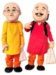 Combo Motu Patlu Full Costume Mascot For Prank or Birthday Elders Halloween Costume, Prank Costume, mask,Fancy Dress, Events, Parties etc. (Multicolour)