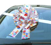 Hampabox MEGA GIANT CAR BOW (40cm diameter) + 6 METRES of RIBBON for Cars, Bikes, Big Birthday HAPPY BIRTHDAY