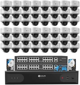 4COVR PoE 64 Channel Security Camera System, Human Vehicle Detection, 48Pcs IK10 Vandal-Proof 5MP Commercial Dome IP Camera IP67 with Mic, 8MP NVR 16TB HDD, 24/7 Business Surveillance, LY54AX5M6448