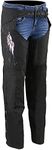 Milwaukee Leather SH1956 Women's 'Winged' Black and Pink Textile Chaps - Medium