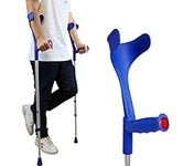 PEPE - Crutches for Adults Men (x2 Units, Open Cuff), Elbow Crutches for Women, Adjustable Crutches for Walking, Adult Crutches Pair, Walking Crutches for Men, Blue Crutches - Made in Europe