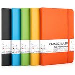 feela Journal Notebook Bulk for School, Hardcover Business Classic Ruled Lined Journals with Pen Holder for Work Office Journaling, with 5 Black Pens, 120 GSM, 5.1”x8.3”, 5 Pack, A5, Solid Colors