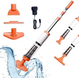 PoolyPoly Rechargeable Pool Vacuum Cleaner, Length Adjustable Handheld Pool Hoover, Cordless Electric Vacuum for Spas, Hot Tubs, Small Pools - Running time up to 90 Minutes, Orange