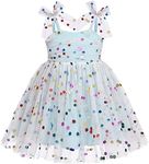 IBAKOM Baby Girls Toddlers Sequin Tulle Tutu Dress Strappy Sleeveless Sundress Birthday Party Cake Smash Outfit Casual Dresses Light Blue 6-12 Months