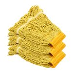 KLHB-YF Looped End Wet Mop Head,Commercial Mop Head–Cotton String Mop Replacement Head,6 Inch Universal Headband, Mop Head Replacement for Home, Industrial and Commercial Use-Yellow（3 Pack）