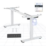 FLEXISPOT Electric Standing Desk Height Adjustable Sit Stand Desk with Heavy Duty Steel and Automatic Memory Smart Keyboard（EF1|White Frame Only